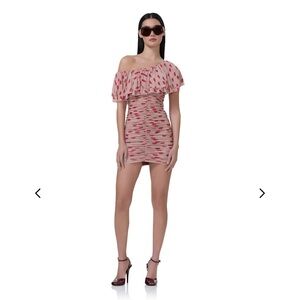 AFRM Red and White One Shoulder Bodycon Dress size Small